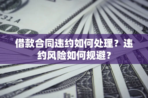 济南借款合同违约如何处理？违约风险如何规避？